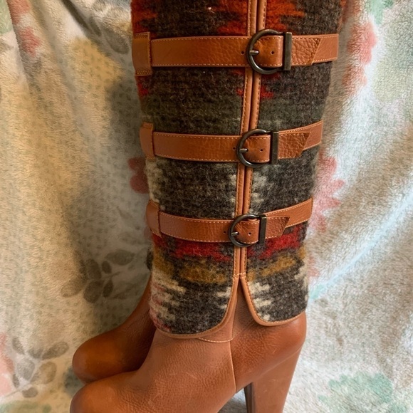 Vogue win em all southwest look wool and leather platform boots 8 - Picture 4 of 9